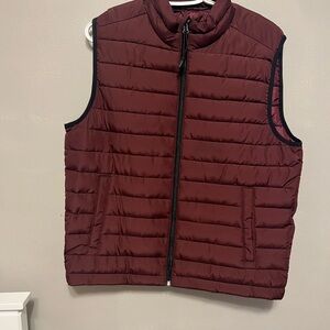 Men's Burgundy Puffer Vest